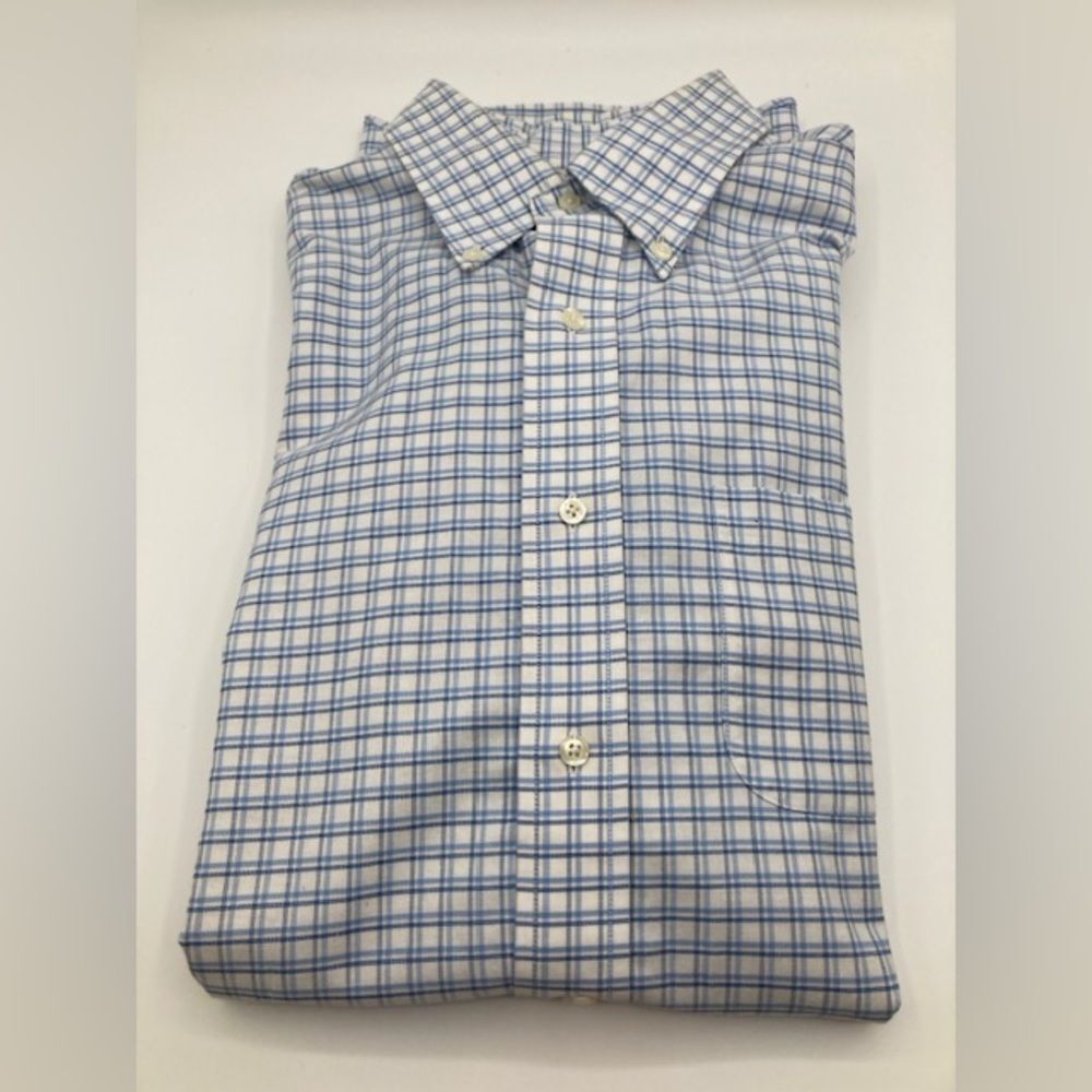 Brooks Brothers Men’s Madison Long Sleeve Button Down Shirt Blue White Checkered
